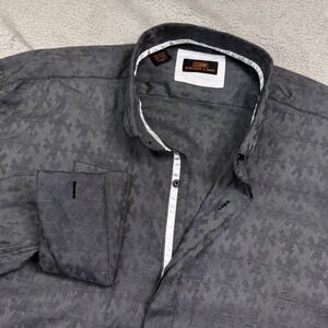 Steven Land Men's French Cuff‎ Shirt Size 18.5 3XL Grey Long Sleeve Button Front